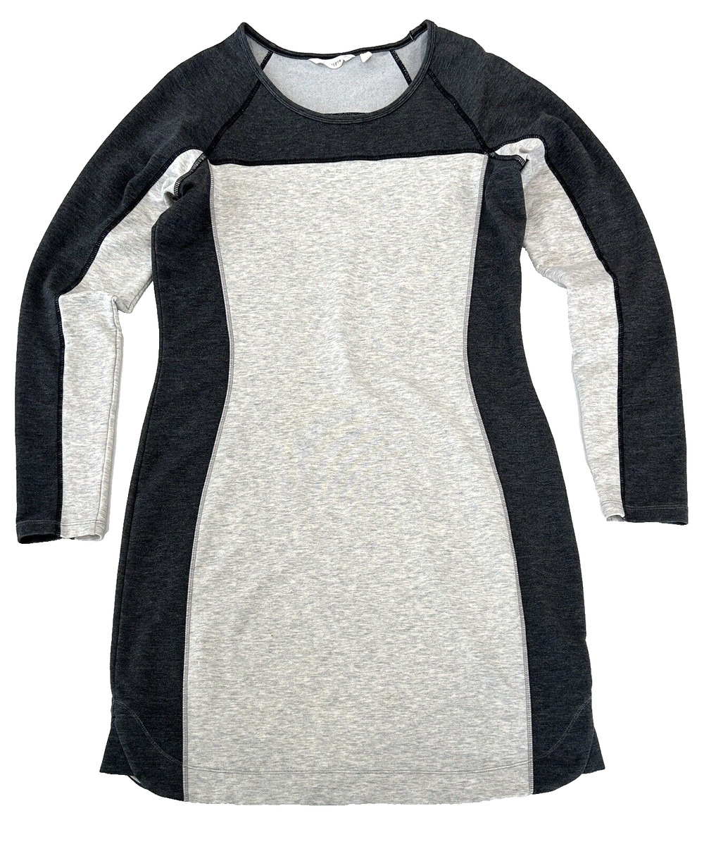Athleta Omega Bodycon Dress Size M Gray & Black Long Sleeve Colorblock Jersey